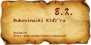 Bukovinszki Klára névjegykártya